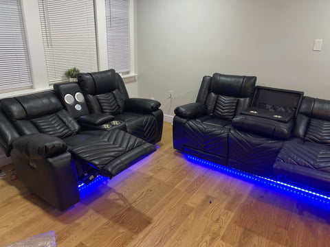 Black leather recliner