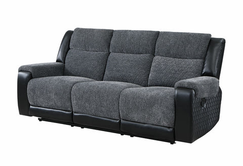 Grey and black reclining sofa