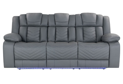 Arno Grey  Power Reclining Sofa-  Console Reclining Loveseat With LED