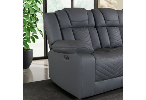 Arno Grey  Power Reclining Sofa-  Console Reclining Loveseat With LED